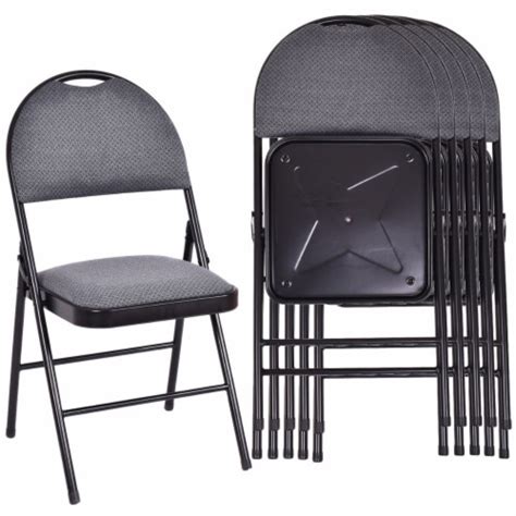 costway set of 6 folding fabric upholstered metal chairs|6 Pieces Folding Chairs Set with Handle Hole and .